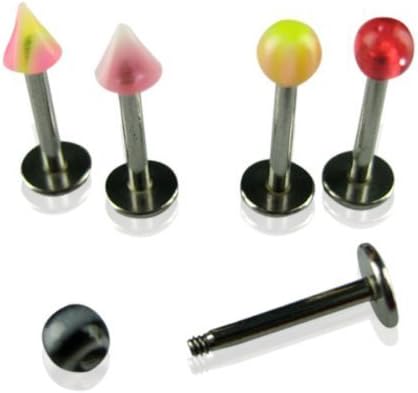 Oasis Plus 100PCS 16g 316L Surgical Steel Monroe Labret Ring Lip Chin Stud Tragus Earring Bar Body Piercing Kit