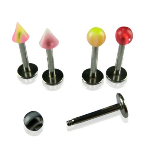 Oasis Plus 100Pcs 16G 316L Surgical Steel Monroe Labret Ring Lip Chin Stud Tragus Earring Bar Body Piercing Kit #TOP2