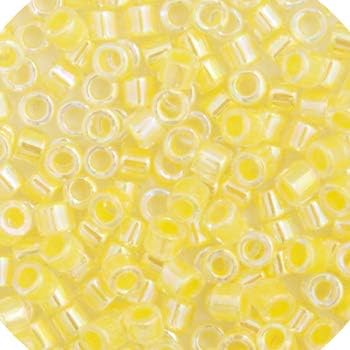 Miyuki Delica 11/0 - Pale Yellow Lined-Dyed DB0053 - 250gms Bag of Japanese Glass Beads Bulk Bag of Japanese Glass Beads