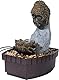 dobar® 96430e Design Zimmerbunnen Buddha mit LED Beleuchtung | Tischbrunnen Kunststein | Kleiner Springbrunnen | Dekorativer Zierbrunnen Wohnzimmer/Büro/Indoor | 20,5 x 16,5 x 27 cm | Grau