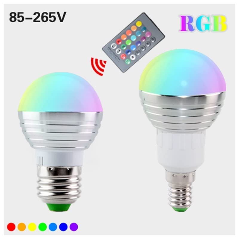 Wide Voltage Lights 50PCS AC85-265V E27 E14 LED RGBBulb Lamp 5W LED RGB Spotlight Dimmable Magic Holiday RGB — view 4