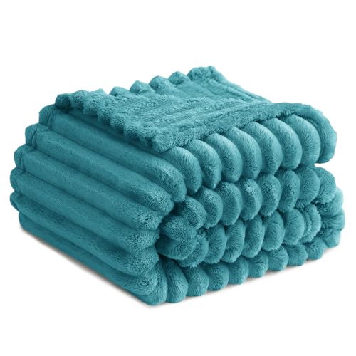 RUIKASI Plaid Polaire Canapé Bleu Canard - Couverture Douce 150x200 XL pour Lit 1 Personne, Plaid Chaud et Épais Hiver