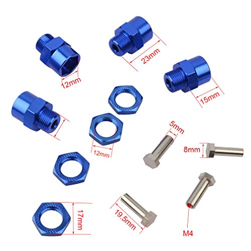 Adaptateurs hexagonaux de roue 12mm vers 17mm pour conversion de pneus RC