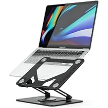 360Rotating Laptop Stand for Desk,Ergonomic Height Adjustable MacBook Riser for Neck Pain Relief,Foldable Portable Laptop Holder,Heavy Duty Stable,Fits 10-16" Notebook Air/Pro,Office, Home