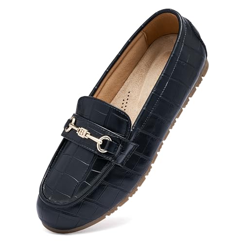 Image of BGSTGUDS Women's Wide Loafers Shoes Cute Dressy Shoes Ladies Comfort Slip Ons Work Shoes