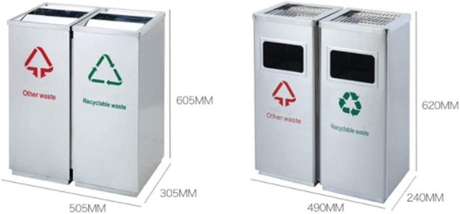 Vista 2 de Bote de basura Outdoor Dustbin Square Stainless Steel Commercial Trash Can wInner Buckets Heavy Duty Large Classified Garbage Bin Trash Container