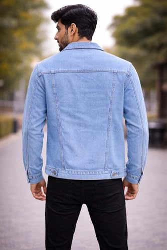 Image of KOTTY Men's Classic Denim Jacket with Button Closure and Structured Fit for Casual Outdoor Styling
