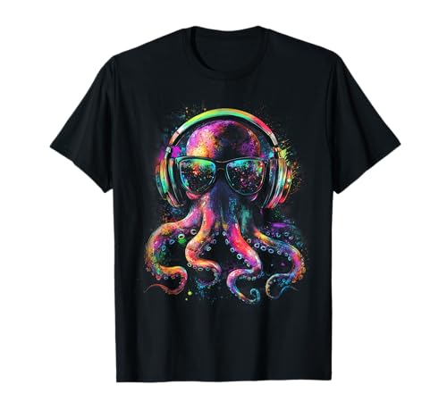 Cool Oktopus DJ Festival Outfit House Musik EDM Techno Rave T-Shirt