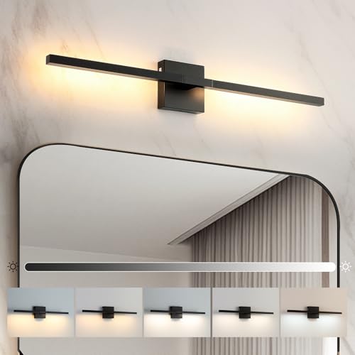 Image of Brushed Black Vanity Light 30 Inch Modern Bathroom Light Fixtures 18W Wall Vanity Lamp Over Mirror, Dimmable 5CCT LED Wall Sconce for Bedroom Cabinets