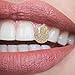HEMOTON Single Tooth Cap Decorative Teeth Grill with Pattern Hollow Zircon Hip Hop Mouth Jewelry for Costume Parties and Fashion Accessories