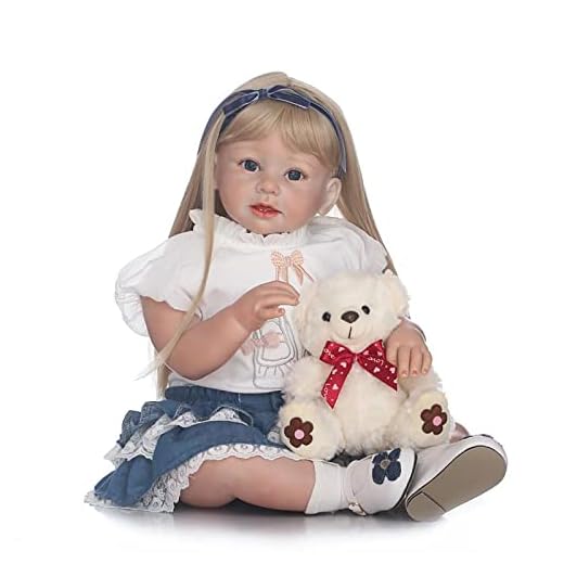 Reborn Baby Doll, 70 cm äkta ett år gammal proportion Söt gult hår flicka med klänning Handgjord verklighetstrogen mjuk vinylblandning Silikontyg Body Icke-tvättbar bästa presentset