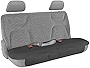 Motor Trend Black Faux Leather Rear Bench Car Seat Cover, Padded Bench Car Seat Protector, Premium Interior Cover with Storage Pockets, Back Seat Cover for Cars Trucks SUV Auto