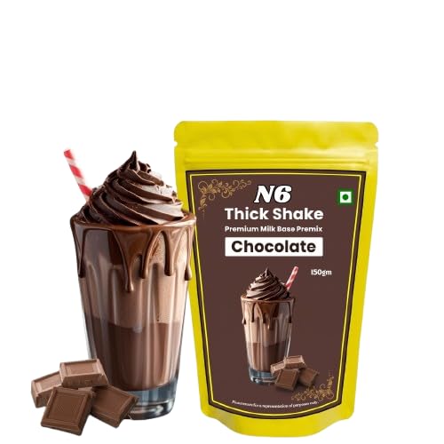 n6 chocolate thick shake premix instant milkshake mix, 150 gm | zip lock pouches | rich & creamy beverage base | easy to prepare | café style cold drink | suitable for home & commercial use