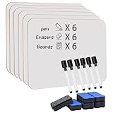 EMBALLAGE ET DIMENSIONS : Vous recevrez 6 Pcs 30×22.5 cm petits tableaux blancs effaçables à sec double face, 6 stylos noirs et 6 effaceurs.