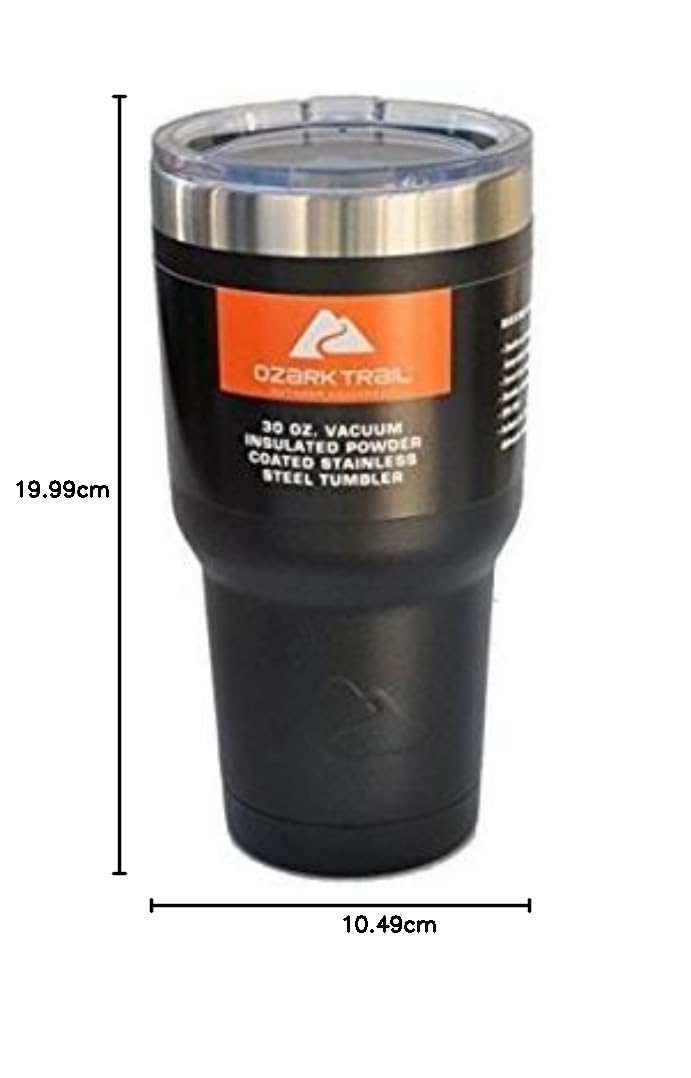Ozark Trail 30oz Double-Wall, Vacuum-Sealed Stainless Steel Tumbler, Black (1, Black)