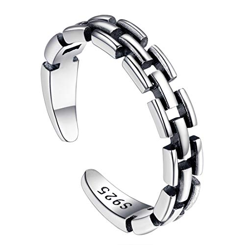 U7 Vintage Ring Stackable Pinky Knuckle Rings for Women 925 Sterling Silver Enamel Plated Solid Chain Ring Open Wrap Ring