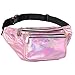 SoJourner Holographic Rave Fanny Pack - Packs for festival women, men | Cute Fashion Waist Bag Belt Bags (Pale Pink)