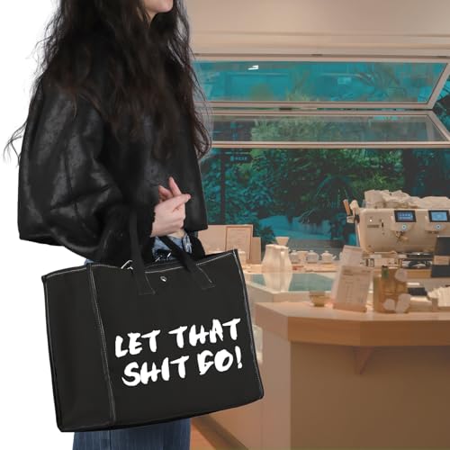 Bolsa de mano Let That Shit Go con frase motivacional de interior 2