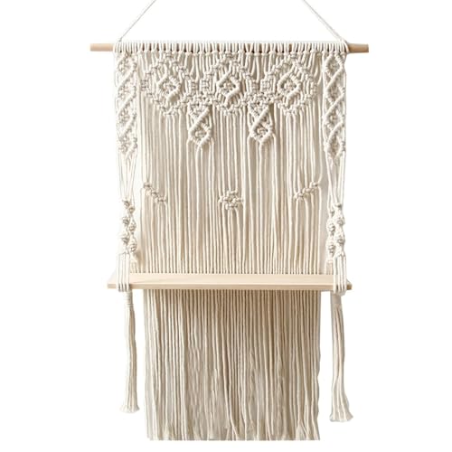 Tenture murale macramé 50x65cm avec planches de rangement KnSam - 5