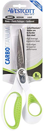 Westcott 16446 7- And 9-Inch Carbotitanium Fabric Scissors For Crafting, White/Green, 2 Pack #TOP4