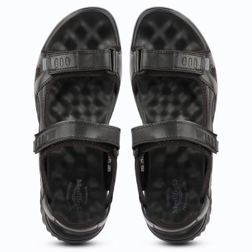 Image of Medifeet Men's Sport Sandals, Adjustable Straps, Comfort Platform Sole (BLACK, UK Footwear Size System, Adult, Men, Numeric, Medium, 7)
