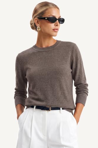 Image of Arach&Cloz Women's Wool Blend Classic Crew Neck Casual Fall Sweaters