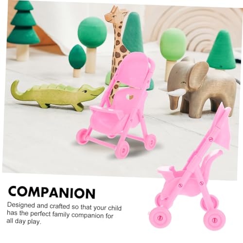VICASKY 4 Stück Teiliges Mini Puppenwagen aus Kunststoff Realistische Buggy Spielzeuge für Rollenspiele Kindgerechtes Zubehör Kreativität und Fantasie Pinke Puppenwagen Modelle – Bild 7