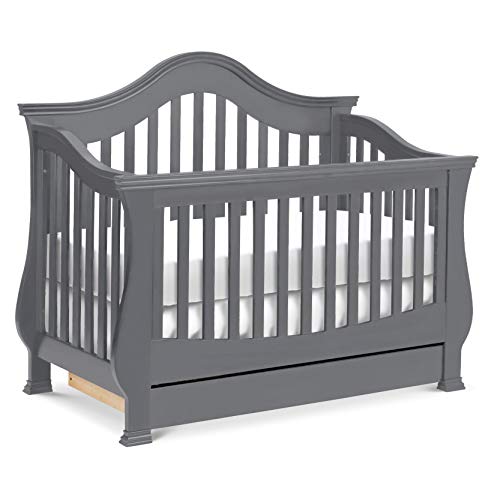 Million Dollar Baby Classic Ashbury 4-in-1 Convertible Crib with Toddler Bed Conversion Kit in Manor Grey, Greenguard Gold Certified