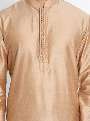 Image of VASTRAMAY Men's Rose Gold Cotton Silk Blend Kurta VASMKPV001RG 38