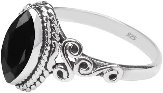 Miniatura 6 de Black Onyx Stone Ring 925 Sterling Silver Statement Ring For Women and Girls Handmade Rings Natural Gemstone Ring Promise Ring For Christmas Size US