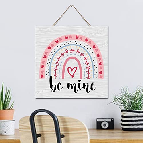 Cœur rouge décoratif Be Mine en bois à suspendre comme cadeau idéal - 4