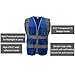 GOGO 9 Pockets High Visibility Zipper Front Safety Vest With Reflective Strips, Meets ANSI Standards