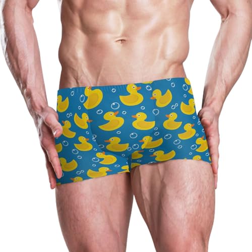 Men's Square Leg Swim Briefs Swimsuit Athletic Swimwear Bathing Suit Yellow Rubber Duck Swimming Trunks2