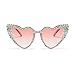 Cute Women Heart Sunglasses Fashion Shiny Bling Diamond Sunglasses Polygonal Pink Rhinestone Sunglasses UV Protection (pink)