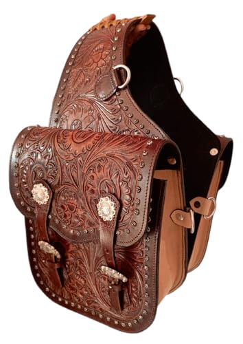 Bolsa alforja de cuero Western Horse para caballo | Bolsa para montar con correa ajustable - Marrón (11x11x3.5 pulgadas) miniatura 2