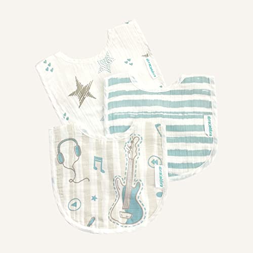 Image of abracadabra Muslin Bibs with Adjustable Snap Button Closure, Super Absorbent, Soft, Comfortable & Lightweight, Set of 3 - Rockstar
