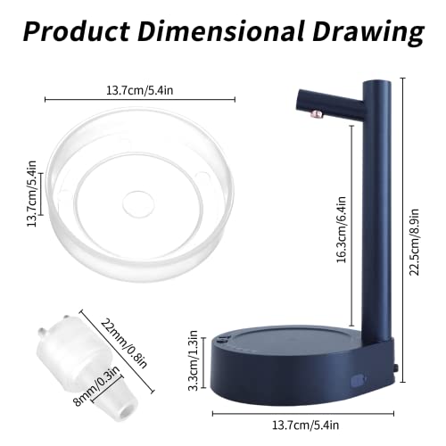 Floverkity Intelligent Desktop Water Dispenser Automatic Drinking, Water Dispenser For 5 Gallon Bottle, Portable Dispenser With Jug Cap & Filter Head, For Home, Office, Outdoor (Navy) #TOP5