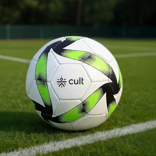 Image of CULT MS Xtreme Football Green Size 5 - Durable 32-Panel Training & Match Ball, Machine-Stitched PVC Outer, High Air Retention Bladder, Water-Resistant for Outdoor Play on Grass & Turf