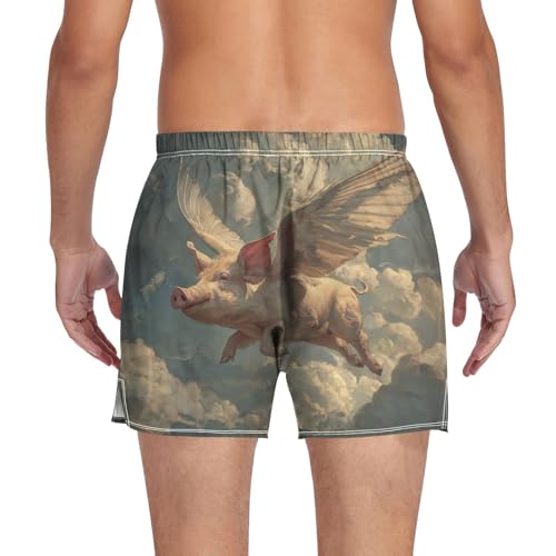 Winged Pig Men's Cotton Boxer Shorts Sleep Shorts Underwear with Button Fly Moisture-Wicking Pajama Bottoms2