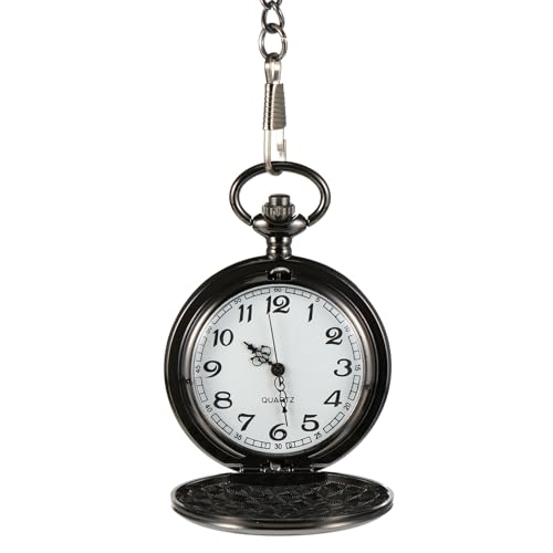 Healvian Engraved Quartz Pocket Watch with Chain Lightweight Stylish Lettering Dial for Women Valentine's Accurate Timekeeping Fashion Accessory