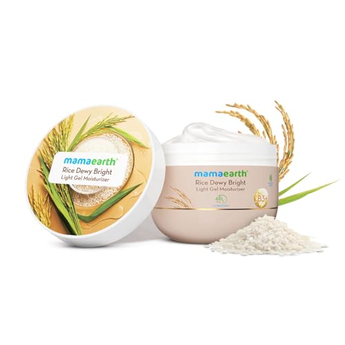 Image of Mamaearth Rice Dewy Bright Light Gel Moisturizer with Rice Water& Niacinamide For Glass-skin Glow 200g| Long-lasting, Nonsticky Hydration |Oil-free, Lightweight & Quick-absorbing |No Harmful Chemicals
