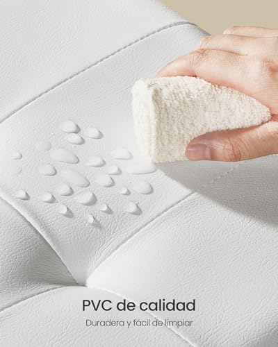 Miniatura 4 de Songmics Puff Almacenaje, Banco Plagable Con Patas, 38 X 110 X 40 Cm, Reposapiés, 112 L, Pvc, Para El Dormitorio, Sala De Estar, Blanco Nube Lsf0514w02