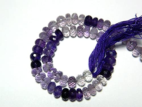 Améthyste micro facettée 7 mm perles rondelles violettes pour création bijoux