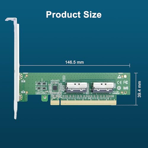 10Gtek MCIO (74pin) 8i to PCIe X8 Adapter, Gen5 PCIe5.0