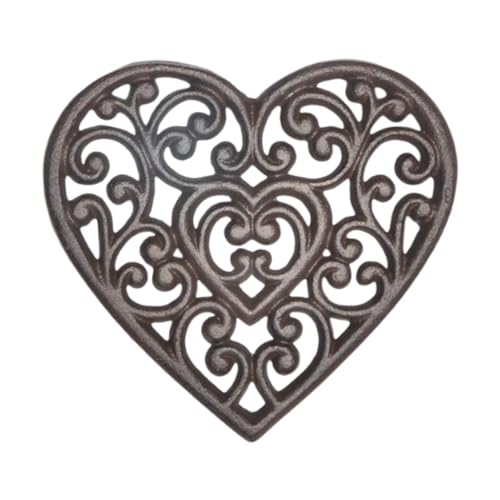 Fenteer Almohadilla de Metal para Olla Caliente, salvamanteles de Hierro Fundido Resistente, salvamanteles de Placa Caliente para Mesa de Comedor, Corazón