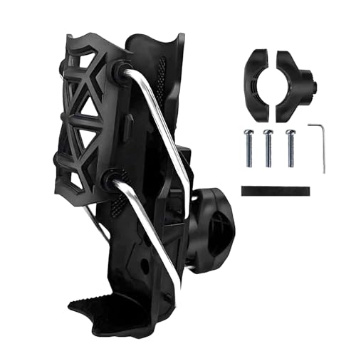 Porta botella para bicicleta, soporte para botellas, jaula robusta con fijación giratoria 360° para bicicleta de montaña, kayak silla de ruedas, patinete de cochecito de moto