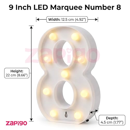 Image of Balloonistics LED Marquee Number 18 Light - Cordless Battery-Operated 8.66-Inch Warm Glow Number Sign for 18th Birthday, Anniversary, Wedding, Party Decoration, Photo Booth Backdrop, Cake Table Decor
