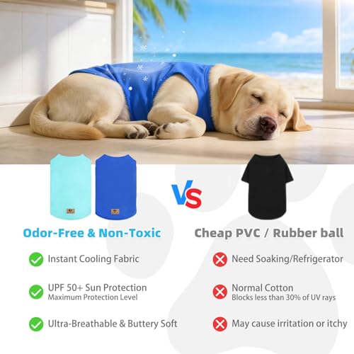 KOOLTAIL Cooling Sunblock Dog Clothes for Large Dogs, 2 Pack UPF50+ UV & Insect Protection Quick Dry Dog T Shirts for Outdoor, Anti-Hair Loss Breathable Sleeveless Pet Vest Tank Tops, Blue&Green, XXXL by KOOLTAIL - Image 6