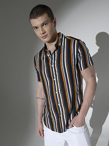Image of Hubberholme Men's Rayon Relaxed Fit Printed Half Sleeve Resort Shirt