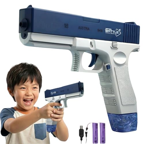 Image of VikriDA High-Pressure Electric Water Blaster Gun with Free Extra Rechartgeable Battery | Automatic Holi Pichkari with 58 CC Tank & 25-32 Feet Range - Powerful Squirt Gun for Kids (Blue)